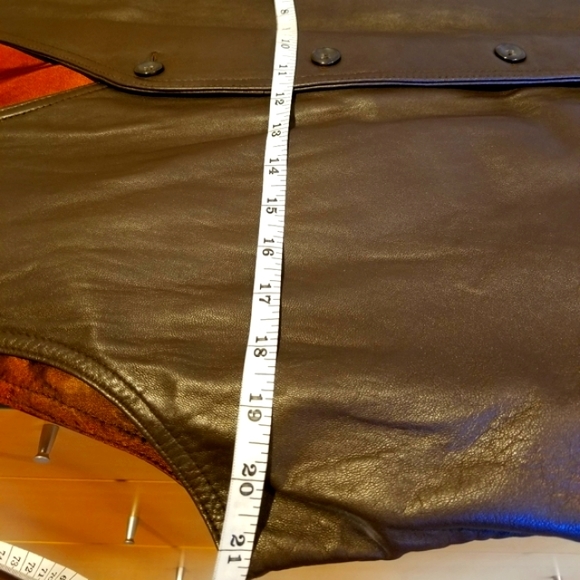 Letters Supple Brown Leather Mens' Vest - Picture 5 of 8